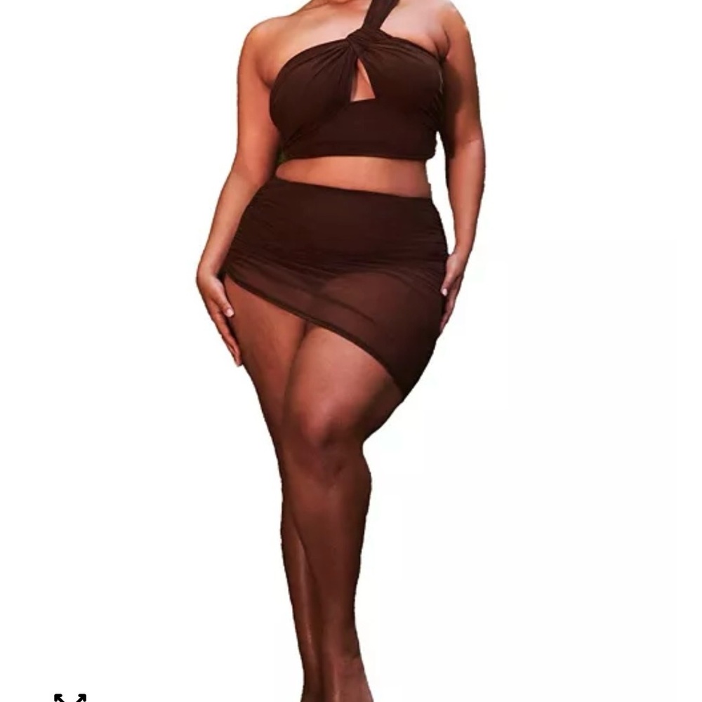 Eloquii Chocolate Two-Piece Ruched Bikini